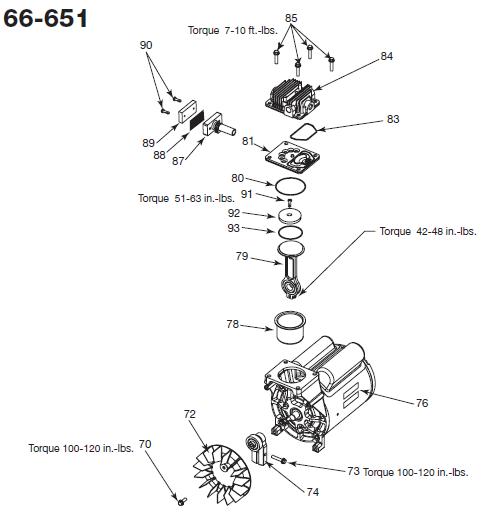 Devilbiss DEVILBISS MODEL 66-651 & -1 Compressor Breakdown & Parts